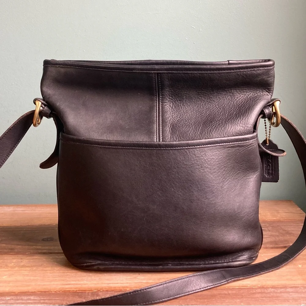 Vintage Coach 4153 Black Leather Bleecker Bucket Bag Crossbody